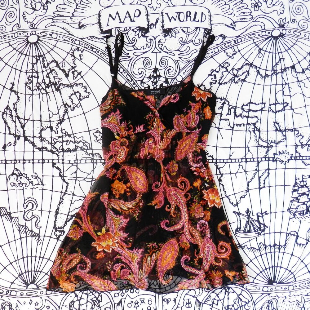 ✨ Conbipel || Y2K Niama Sheer Paisley Slip Dress